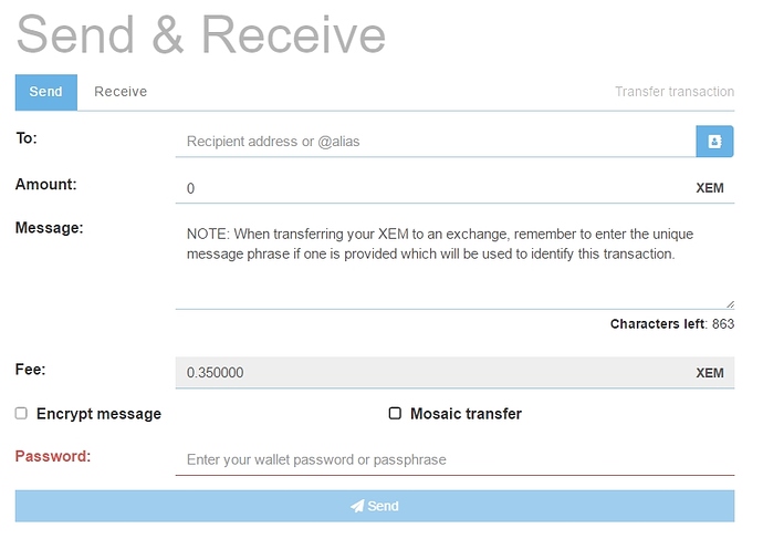 XEM message dialogue